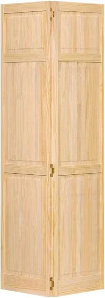 32 in. x 80 in. 32 in. Clear 6-Panel UnfinishedWood Interior Closet Bi-Fold Door