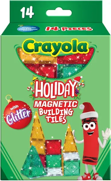 CreateOn Crayola Holiday Glitter Magnetic Building Tiles Building Set