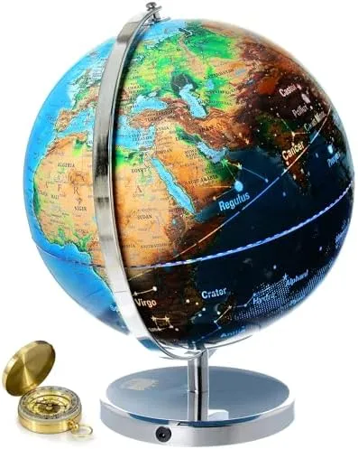 GetLifeBasics Illuminated World Globe with Stand