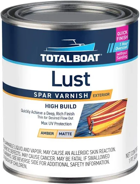 TotalBoat-486490 Lust Marine Varnish, High Gloss and Matte Finish for Wood, Boats, Outdoor Furniture (High Gloss, Gallon)