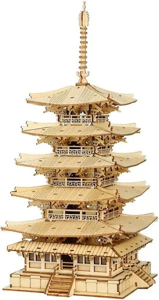 Robotime-Rolife DIY Five-storied Pagoda 3D Wooden Puzzle TGN02 Gift for Her