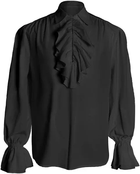 Men Gothic Ruffle Shirt Tops Victorian Medieval Pirate Vampire Cosplay Shirt