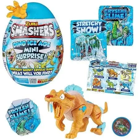 Smashers Dino Ice Age Sabre Tooth Tiger by Zuru Mini Surprise Egg with