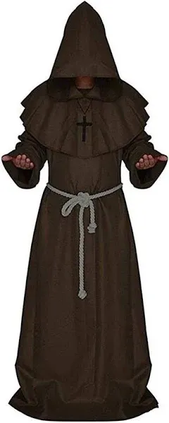 Medieval Hooded Monk Renaissance Priest Robe