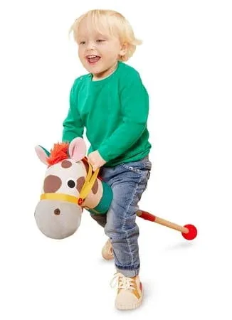 Battat Classic Hobby Horse Plush Stick Horse Wooden Pole And Sensory Textures 2