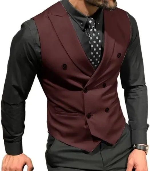 Men's Double Breasted Slim Fit Suit Vest