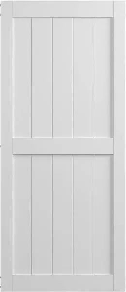 COSHOMER 36in x 80in White Sliding Barn Door, Pre-Drilled Holes Easy Assembly -Solid Barn Door Slab Covered with Water-Proof PVC Surface, MDF, H-Frame