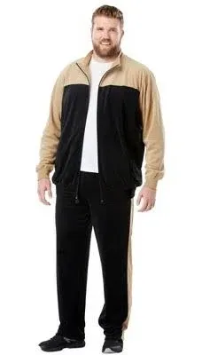 KingSize Men's Big & Tall Colorblock Velour Tracksuit