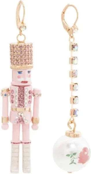 Betsey Johnson Nutcracker Linear Ball Mismatch Earrings