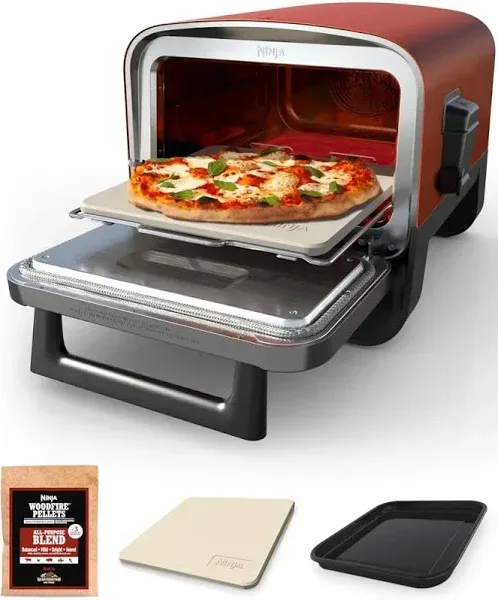 Ninja - Woodfire Pizza Oven, 8-in-1 Outdoor Oven, 5 Pizza Settings, 700°F, Sm...