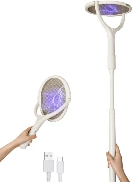 Rotating Head Rechargeable Fly Swatter Electric Fly Swatter Racket Bug