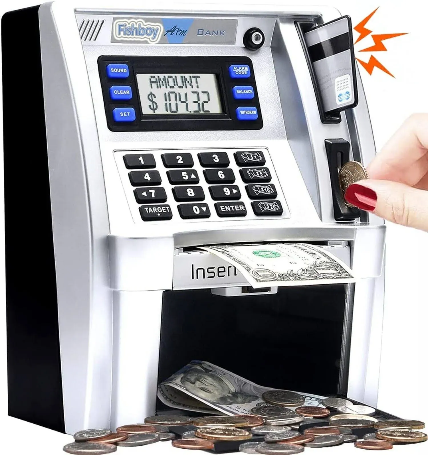 Fishboy Mini ATM Savings Piggy Bank Machine for Real Money for Kids with Card