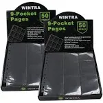 WINTRA 1800 Pockets Trading Card Pages, 9 Pocket Side Loading Card Sleeves Protectors, Sports Card Collector Album Sheet