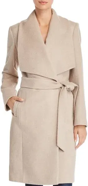 NEW! Cole Haan Slick Wrap Belted Wool Coat - size 10 in Bone