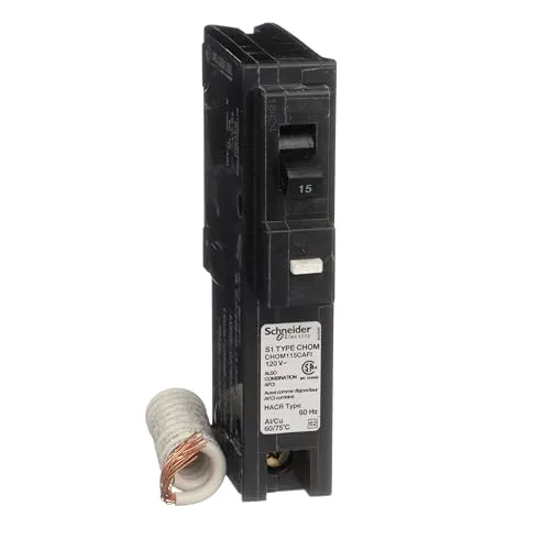 CHOM115CAFI 15A, 1P, 120VAC, 10kA AIR, Combo Arc Fault Circuit Breaker Used