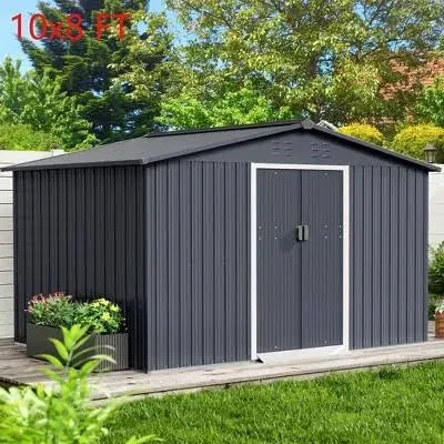 Outdoor Metal Storage Shed Garden Tool House With Lockable Doors Vents