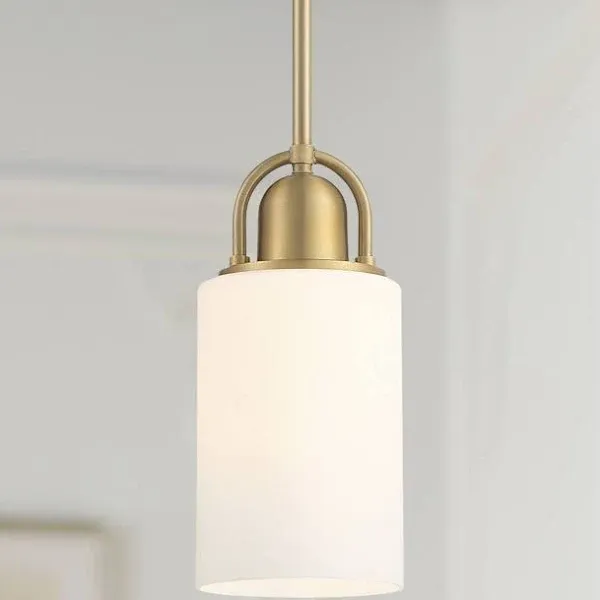 Possini Euro Design Copenhagan Warm Brass Mini Pendant Light 4 3/4" Wide Modern Opal White Glass Fixture for Dining Room Kitchen