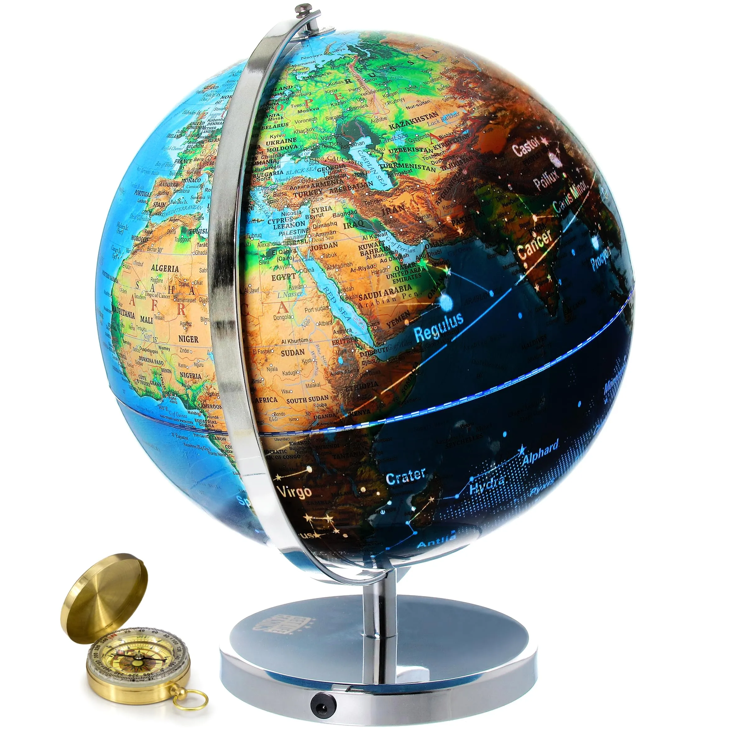 GetLifeBasics Illuminated World Globe with Stand