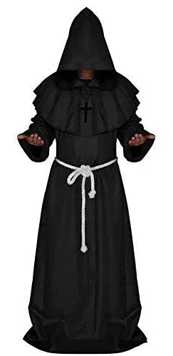 Medieval Hooded Monk Renaissance Priest Robe