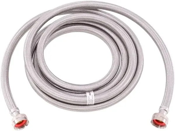 10 foot Washing Machine Hose, 3/4 Inch FHT x 3/4 Inch FHT, Braided Stainless ...