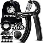 FitBeast Hand Grip Set - Forearm Strengthener Kit, 5 Pack Adjustable Resistance, Finger Exerciser, Hand Grip Strengthener, Plastic, Black