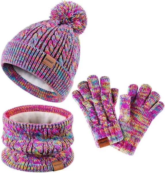 ZUPPAD Kids Winter Hat Gloves Scarf Set