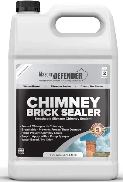 Chimney Brick Sealer Clear Water-Based Siloxane Breathable Waterproofer for All Exterior Vertical Masonry Surfaces 1 Gal at MechanicSurplus.com