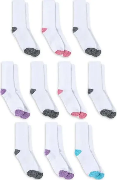 BRAND NEW WOMEN&#039;S SIZE 8-12 HANES 10 PACK comfort fit CREW SOCKS