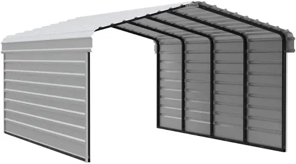 Arrow 10 x Galvanized Steel Carport with 1-Sided Enclosure