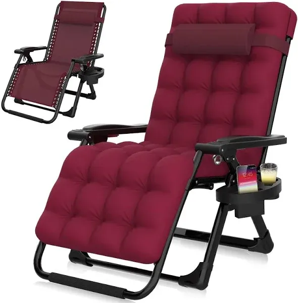 Suteck Zero Gravity Chair, Reclining Camping Lounge Chair w/Removable Cushion, Upgraded Lock and Cup Holder