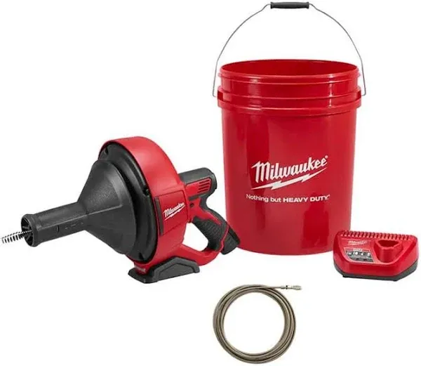 Milwaukee Auger Snake Drain Cleaning Kit 12V Li-Ion w/ Battery, Cable + Charger