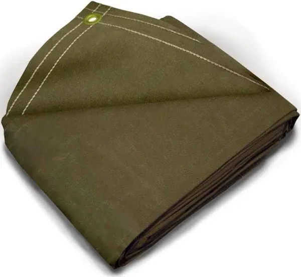 Tarps Now Canvas Tarp, (10' x 10') with Brass Grommets - Heavy Duty Tarp and Multi-Purpose Sheet Cover Tarpaulin for Canopy Tent, Roof, Camping - 20 MIL Thickness, Olive Drab, 18oz