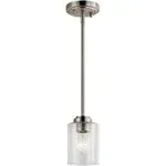 Kichler Winslow Contemporary 1 Light Brushed Nickel Mini Pendant Light with Clear Seeded Glass