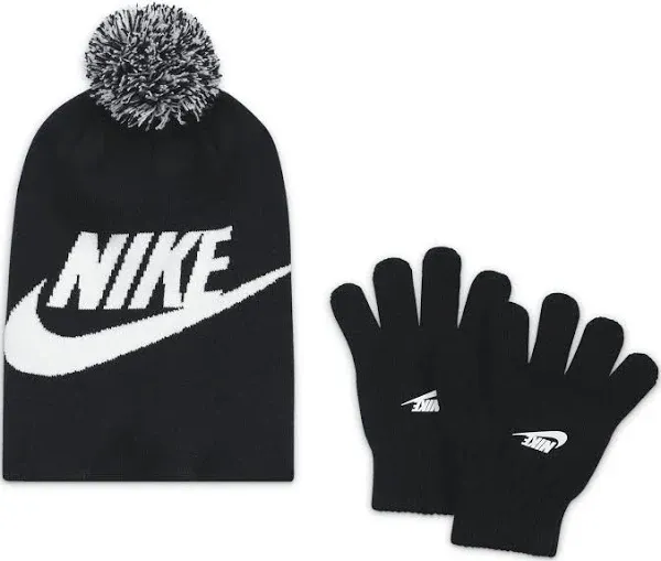 Nike Boys Swoosh Pom Beanie Gloves Set