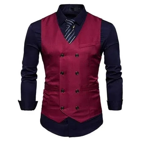 Men's Double Breasted Slim Fit Suit Vest