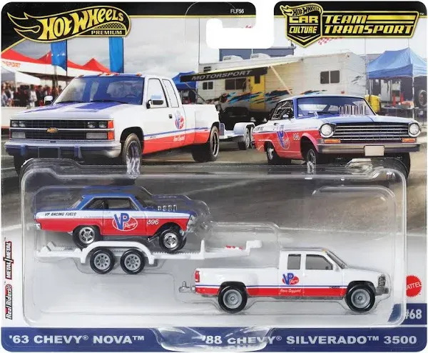 Hot Wheels Chevy Nova / Rally Trailer / Silverado 3500 - Team Transport A