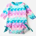 RuffleButts Mermaid One Piece Rash Guard - 3-6M