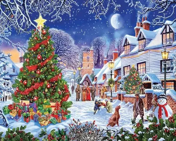 Village Christmas Tree Christmas Puzzles 1000 Pieces Jigsaw Puzzle for Winter