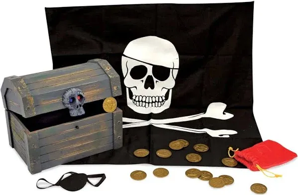 Melissa & Doug Wooden Pirate Chest Pretend Play Set