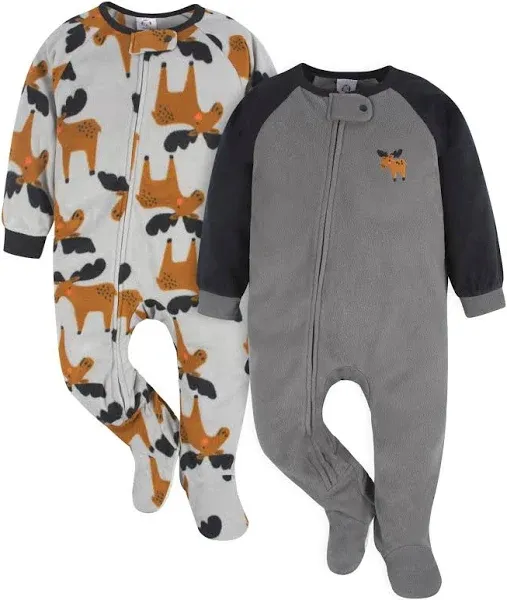 2-Pack Baby &amp; Toddler Boys Moose Fleece Pajamas