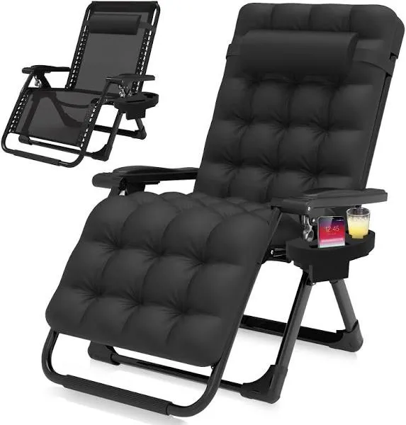 Suteck Zero Gravity Chair, Reclining Camping Lounge Chair w/Removable Cushion, Upgraded Lock and Cup Holder