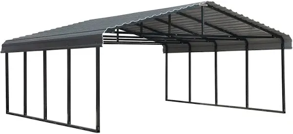 Arrow Galvanized Steel Carport in Charcoal - 20' x 20' x 7'