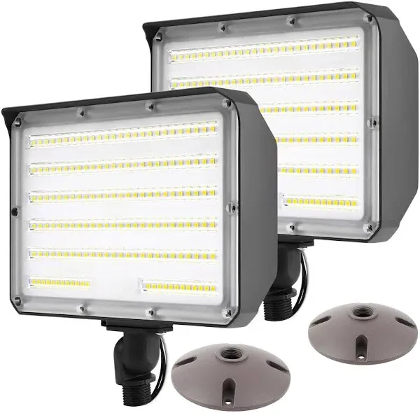 2Pack Dusk to Dawn Outdoor 100W LED Flood Light with Knuckle (Plate Included)...