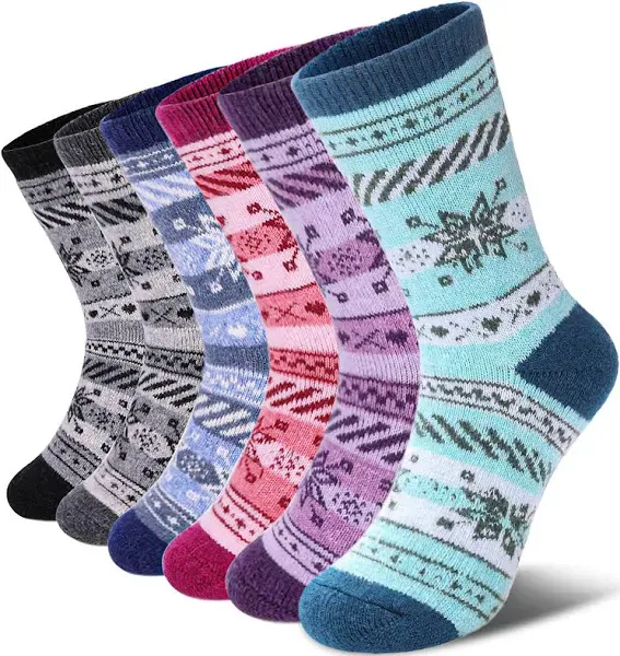 DYW Kids Merino Wool Hiking Socks (6 Pairs)