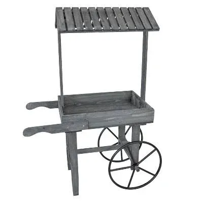 Sunnydaze Decor Rustic Vintage Flower Cart Display Stand with Wheels