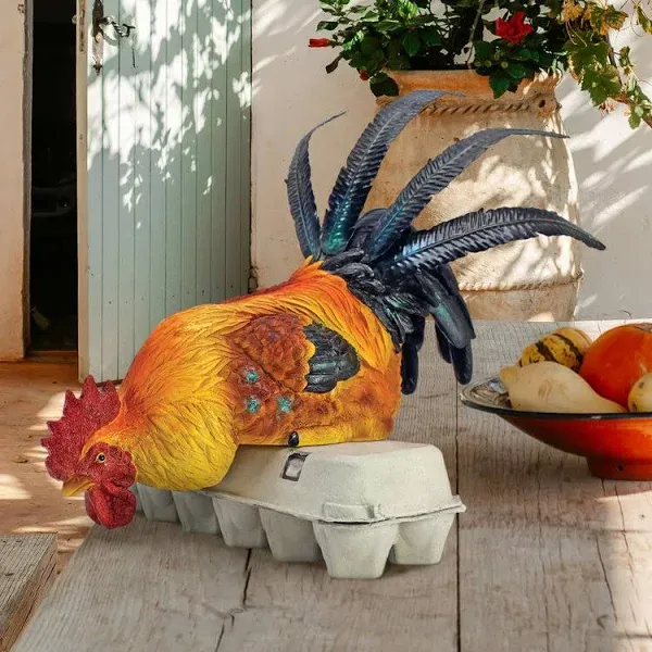 Design Toscano Rooster's Perch Sitting Chicken Statue