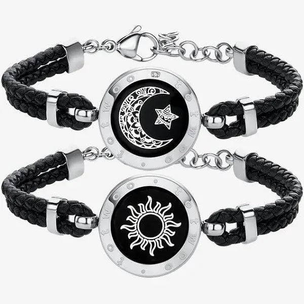 totwoo Long distance Touch bracelets for Couples ,Light up&Vibration relationship Gifts for Couples