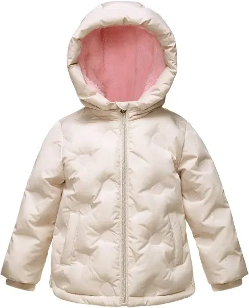 Rokka&Rolla Toddler Baby Girls' Heart Pattern Fleece Lined Coat Kids' Puffer Jacket