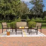 Greesum 4 Pieces Patio Furniture Set, Outdoor Conv, Beige