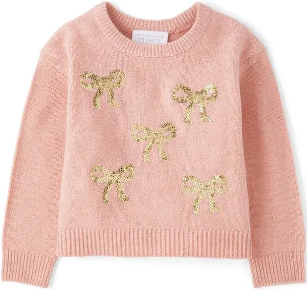 Toddler Girls Sequin Sweater - White